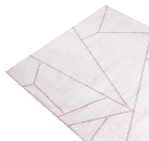 Koberec svetlobéžová látka 140 x 200 cm geometrický vzor protišmyková spodná strana pre podlahové kúrenie moderný štýl obývačka spálňa