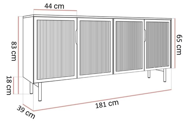 KOMODA SABATINO 4D DUB DUNIN LED 181 cm