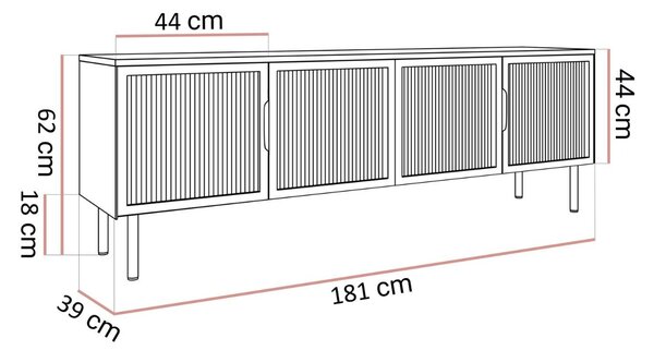 TV STOLÍK SABATINO LED DUB DUNIN 181 cm