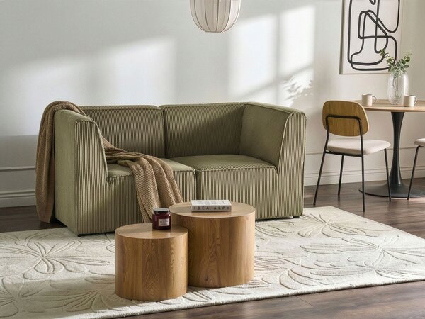 Modulárna 2-miestna pohovka zelená menčestrová moderný dizajn minimalistický štýl