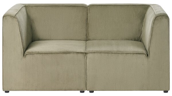 Modulárna 2-miestna pohovka zelená menčestrová moderný dizajn minimalistický štýl