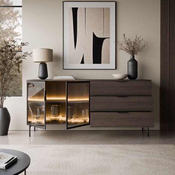 KOMODA SABATINO 2D3S DUB DUNIN LED 181 cm