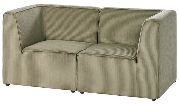 Modulárna 2-miestna pohovka zelená menčestrová moderný dizajn minimalistický štýl