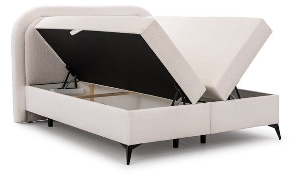 Biela boxspring posteľ s úložným priestorom 140x200 cm Ornes – Ropez