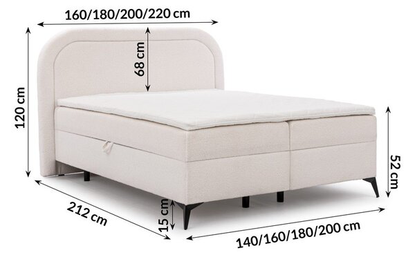Biela boxspring posteľ s úložným priestorom 140x200 cm Ornes – Ropez