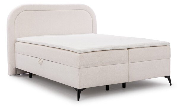 Biela boxspring posteľ s úložným priestorom 140x200 cm Ornes – Ropez