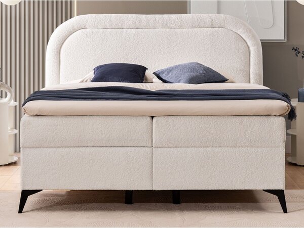 Biela boxspring posteľ s úložným priestorom 140x200 cm Ornes – Ropez