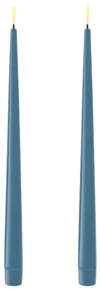 Vysoké LED sviečky Shiny Dusty Blue – set 2 ks
