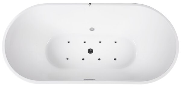 Samostatne stojaca vírivá vaňa biela sanitárny akrylát 170 x 80 cm s LED oválna moderný dizajn