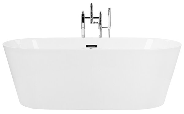 Samostatne stojaca vírivá vaňa biela sanitárny akrylát 170 x 80 cm s LED oválna moderný dizajn