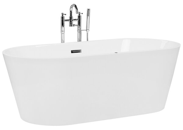 Samostatne stojaca vírivá vaňa biela sanitárny akrylát 170 x 80 cm s LED oválna moderný dizajn