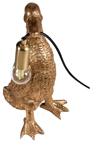 Stolná lampa zlatá polyresín zvierací motív tvar kačky moderný glamour štýl nočná lampa obývacia izba spálňa