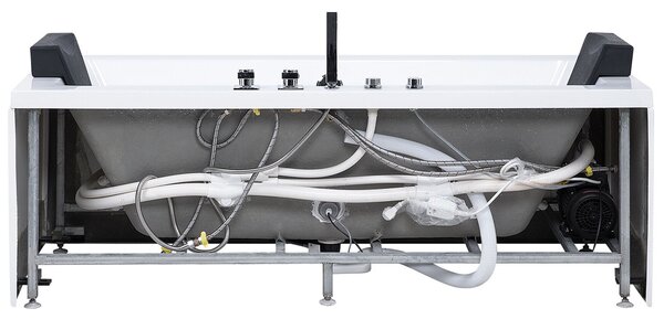 Vírivá vaňa s LED osvetlením biela akrylát 170 x 75 cm lesklý povrch pre 2 osoby opierky hlavy masážna funkcia moderný štýl kúpeľňa
