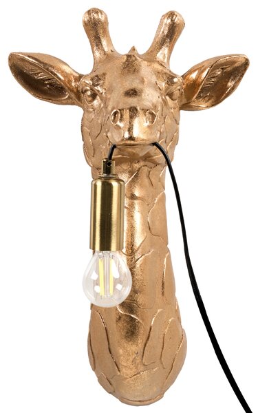 Nástenná lampa zlatá polyresín zvierací motív tvar žirafy moderný glamour štýl nočná lampa obývacia izba spálňa