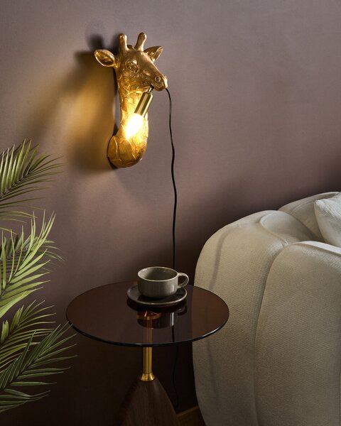 Nástenná lampa zlatá polyresín zvierací motív tvar žirafy moderný glamour štýl nočná lampa obývacia izba spálňa