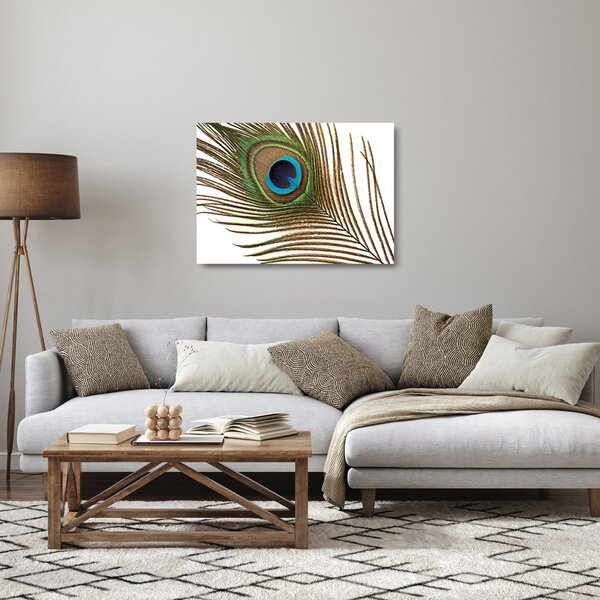 Sklenený obraz pávieho peria (70x50 cm)