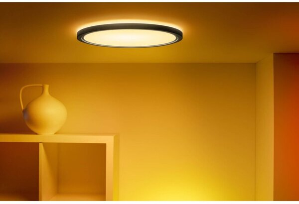 Philips Wiz Colors 8720169072633 SuperSlim stropné svietidlo LED D423mm 22W/2600lm 2700-6500K+RGB čierna