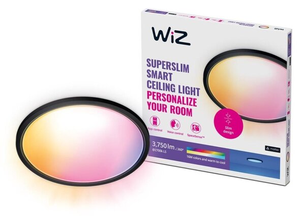 Philips Wiz Colors 8720169072671 SuperSlim stropné svietidlo LED D545mm 32W/3750lm 2700-6500K+RGB čierna