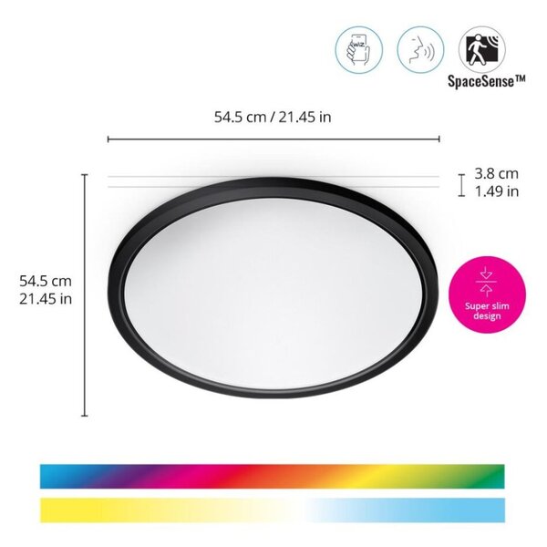 Philips Wiz Colors 8720169072671 SuperSlim stropné svietidlo LED D545mm 32W/3750lm 2700-6500K+RGB čierna