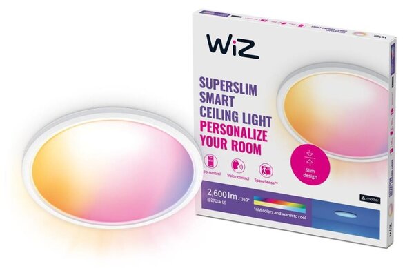 Philips Wiz Colors 8720169072619 SuperSlim stropné svietidlo LED D423mm 22W/2600lm 2700-6500K+RGB biela
