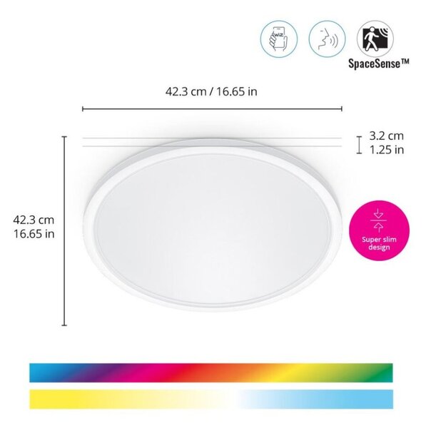 Philips Wiz Colors 8720169072619 SuperSlim stropné svietidlo LED D423mm 22W/2600lm 2700-6500K+RGB biela