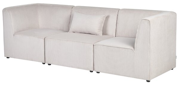 Modulárna 3-miestna pohovka béžová menčestrová moderný dizajn minimalistický štýl