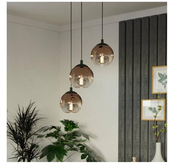 Eglo 901925 - Luster na lanku ARISCANI 3xE27/60W/230V čierna/béžová/dymová