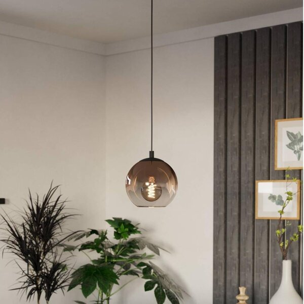 Eglo 901923 - Závesný luster na lanku ARISCANI 1xE27/60W/230V čierna/béžová/dymová