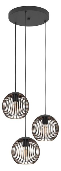 Eglo 901871 - Závesný luster ALMANZORA na lanku 3xE27/60W/230V, čierny
