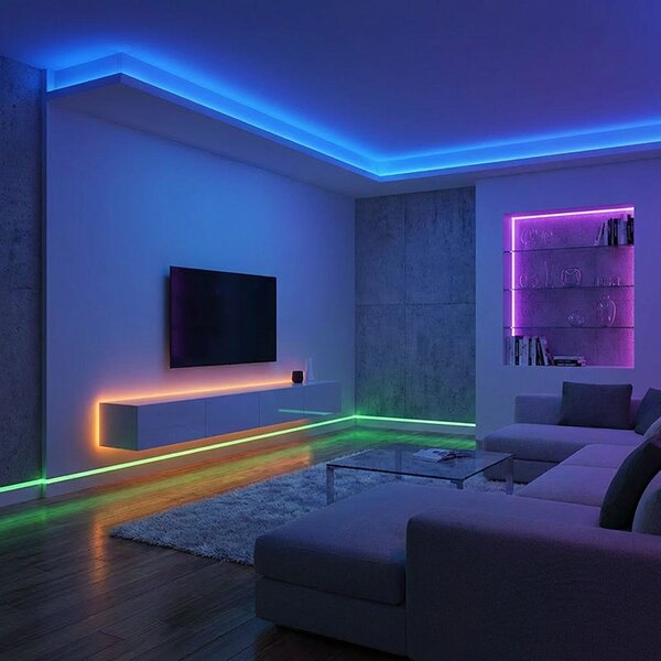 SOLIGHT LED SMD RGB pásik 3m, sada s adaptérom, diaľkové ovládanie, 10W/m, multicolor