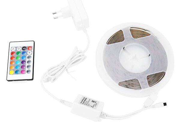 SOLIGHT LED SMD RGB pásik 3m, sada s adaptérom, diaľkové ovládanie, 10W/m, multicolor