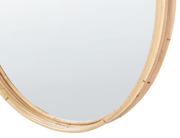 Nástenné zrkadlo prírodné ratanové 60 cm okrúhle tenký rám moderný boho dizajn predsieň obývačka
