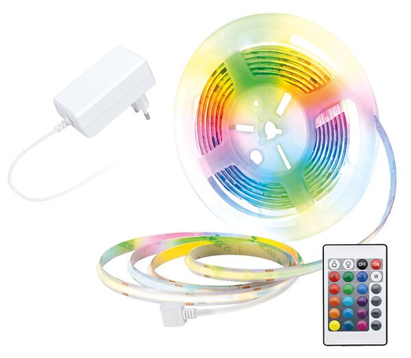 SOLIGHT LED SMD RGB pásik 3m, sada s adaptérom, diaľkové ovládanie, 10W/m, multicolor