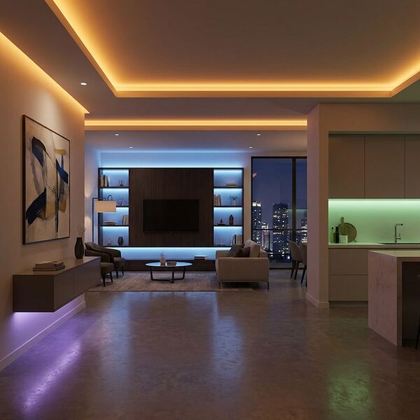 SOLIGHT LED svetelný pás RGB + 3CCT, 5m, sada s adaptérom a diaľk. ovládačom, 5W/m, IP65