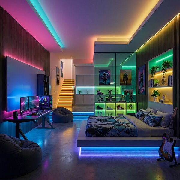 SOLIGHT LED svetelný pás RGB + 3CCT, 5m, sada s adaptérom a diaľk. ovládačom, 5W/m, IP65