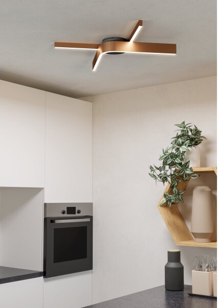 Eglo 901863 - LED RGBW stmievateľné stropné svietidlo FOLCINO-Z 2xLED/18W/230V medená/čierna