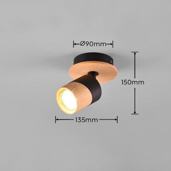 TRIO 801170132 ARUNI nástenné svietidlo s vypínačom 1xGU10 čierna, svetlé drevo