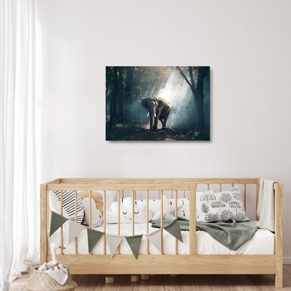Sklenený obraz slona v džungli (70x50 cm)