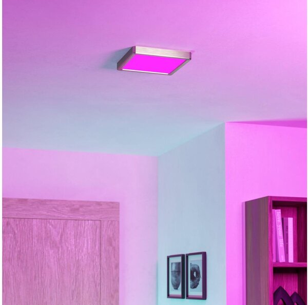 Eglo 901383-LED RGBW Stmievateľné dymové stropné svietidlo FUEVA-Z LED/10,5W/230V 22x22cm IP44 chróm