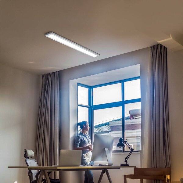 OSRAM stropné LED svetlo OFFICE LINE, biele, 122 cm, kovové, Biela / opálová, Pracovňa / Kancelária, Hliník, Stropné svetlo