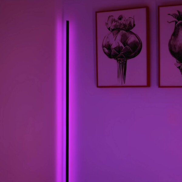 OSRAM SMART+ WiFi LED stojacia lampa ROUND čierne 140 cm RGB, Čierna, Obývacia izba / jedáleň, Hliník, Moderný