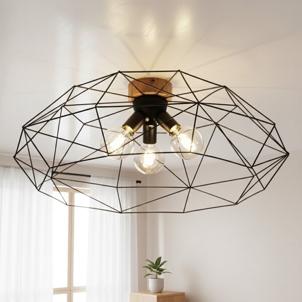 Brilagi - Stropné svietidlo WOODY BASKET 3xE27/60W/230V, priemer 80 cm, dub