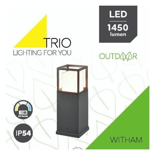 TRIO 577860142 WITHAM vonkajšie stojanové svietidlo/stĺpik SMD LED V400mm 14,5W/1450lm 2300+3000+4000K IP54 antracitová