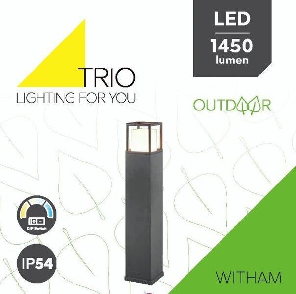 TRIO 477860142 WITHAM vonkajšie stojanové svietidlo/stĺpik SMD LED V800mm 14,5W/1450lm 2300+3000+4000K IP54 antracitová