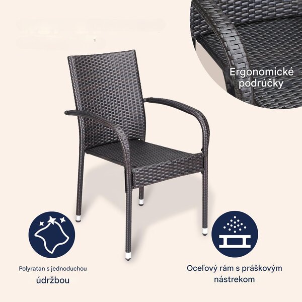 Ratanové stoličky Comfort 4 ks - hnedá