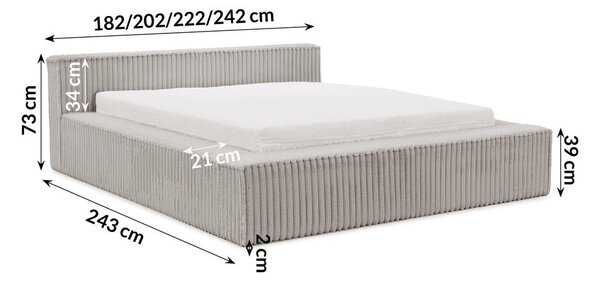 Sivá čalúnená dvojlôžková posteľ s úložným priestorom s roštom 140x200 cm Cloe – Ropez