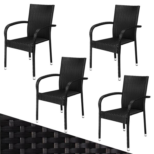 Ratanové stoličky Comfort 4 ks - čierna