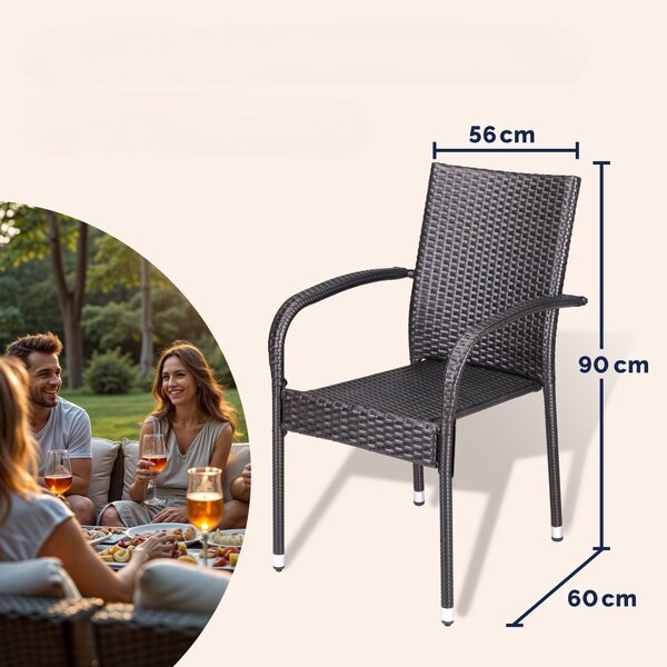 Ratanové stoličky Comfort 4 ks - hnedá
