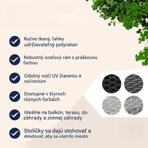 Ratanové stoličky Comfort 4 ks - čierna