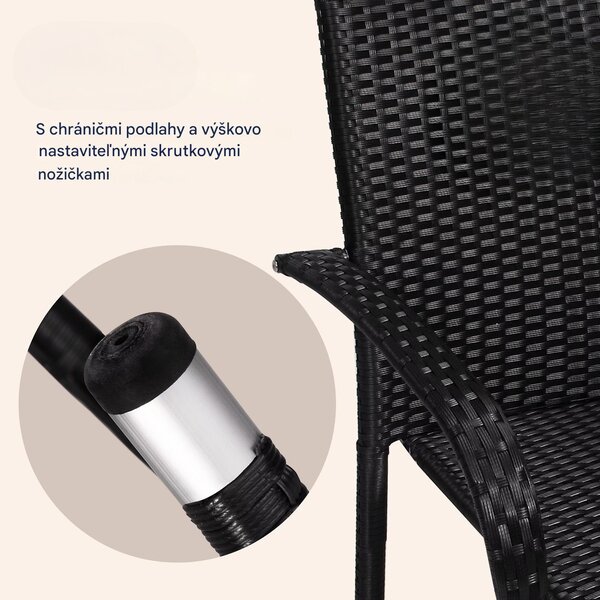 Ratanové stoličky Comfort 4 ks - čierna
